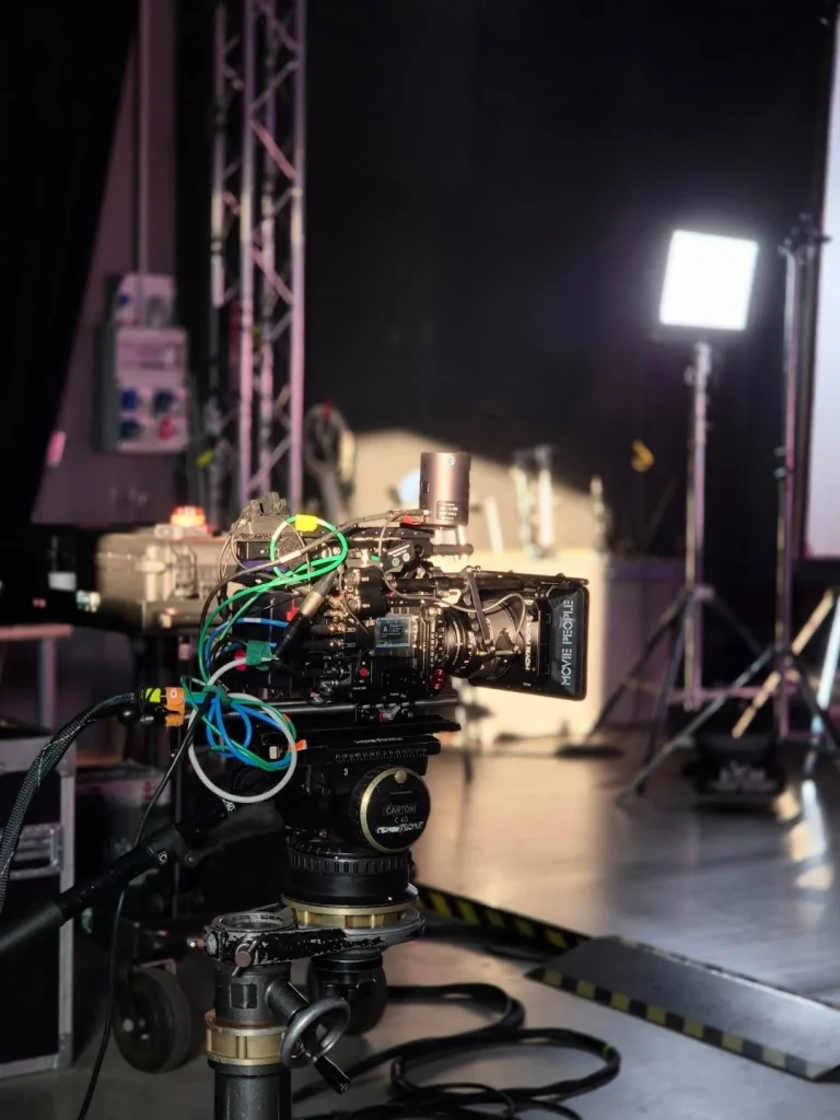 Camera rig fitted with tracking equipment